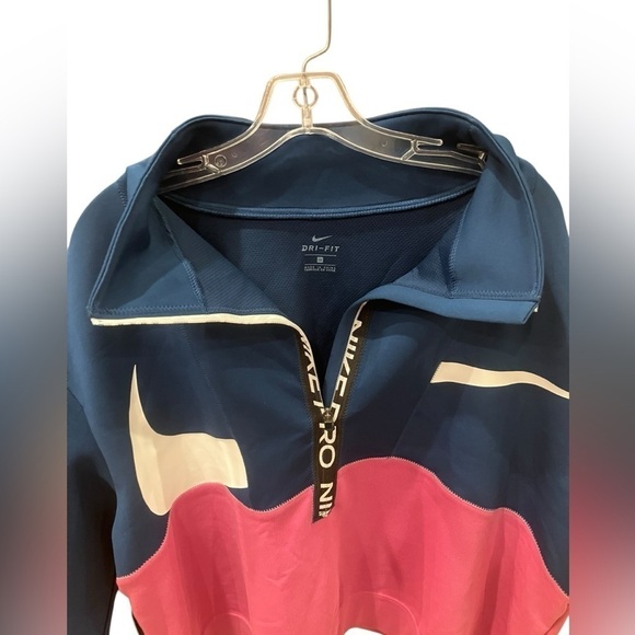 NEW Nike Pro Women Training Top Plus Sz 1X Dri-Fit Teal Pink 3/4 Zip Pullover - Picture 5 of 11